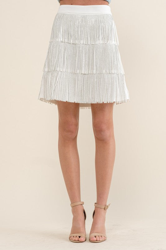 Loren Rhinestone Fringe Skirt